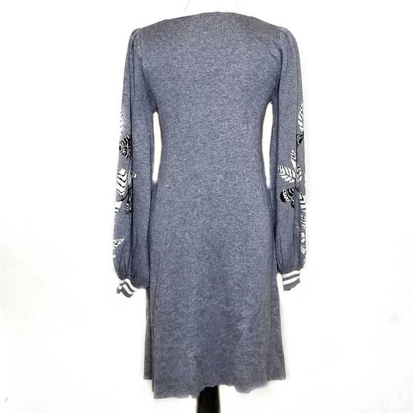 Max Studio Floral Jacquard Sweater Dress Gray - Picture 7 of 7